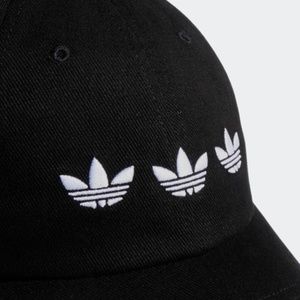 adidas Accessories - ADIDAS TRIPLE TREFOIL STRAP-BACK RELAXED BLACK HAT adidas Accessories - ADIDAS TRIPLE TREFOIL STRAP-BACK RELAXED BLACK HAT